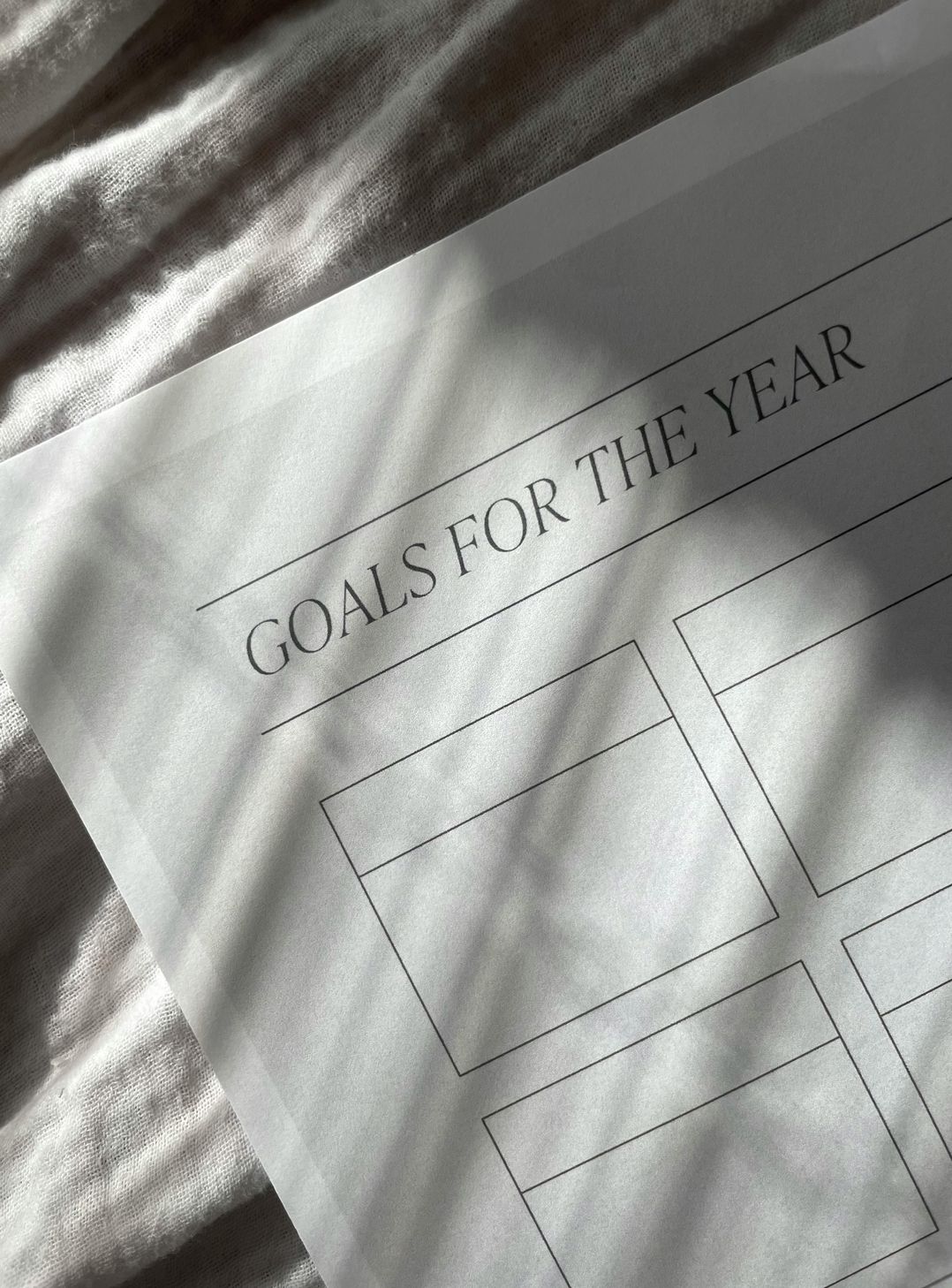 a sheet of paper listing out goals